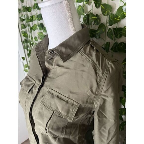 Silence + Noise Gray Long Sleeve Front Pockets Button-Down Shirt Top Size XS - Picture 3 of 7